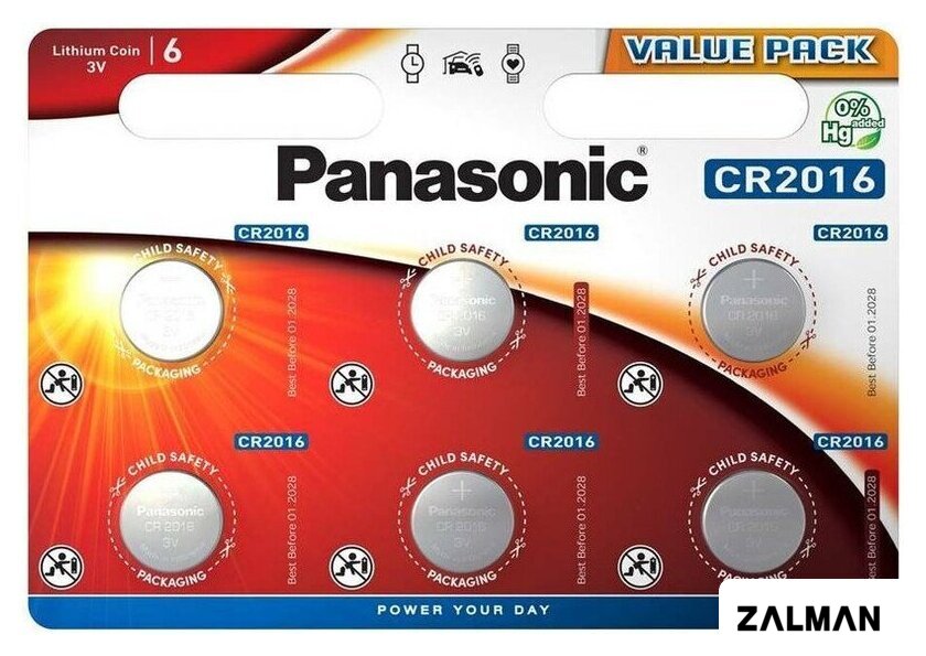 Батарейка Panasonic CR2016 CR-2016EL/6BW (6 шт)