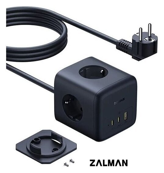 Удлинитель Baseus EnerFill FA11 Cube Power Strip 3AC+1U+2C 67W EU E00082100123-00 (1.5 м, черный)