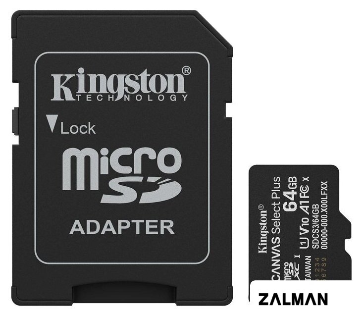 Карта памяти Kingston Canvas Select Plus microSDXC 64GB SDCS3/64GB (с адаптером)