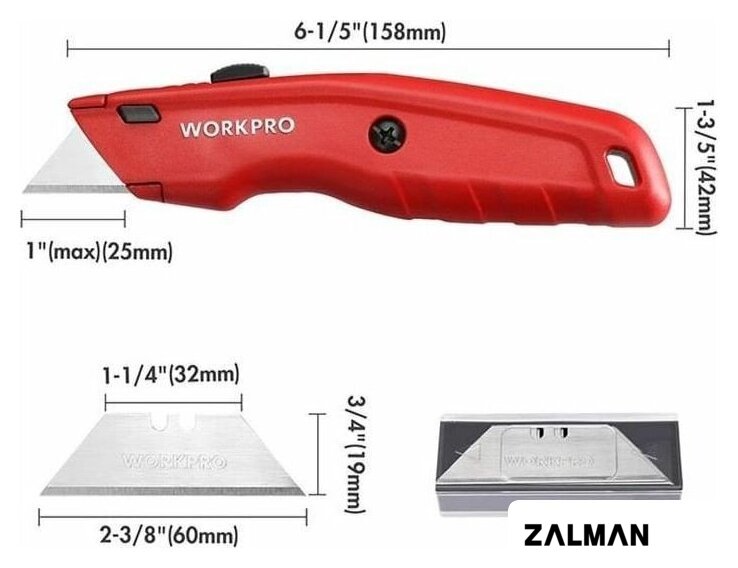 Нож строительный Workpro WP213017
