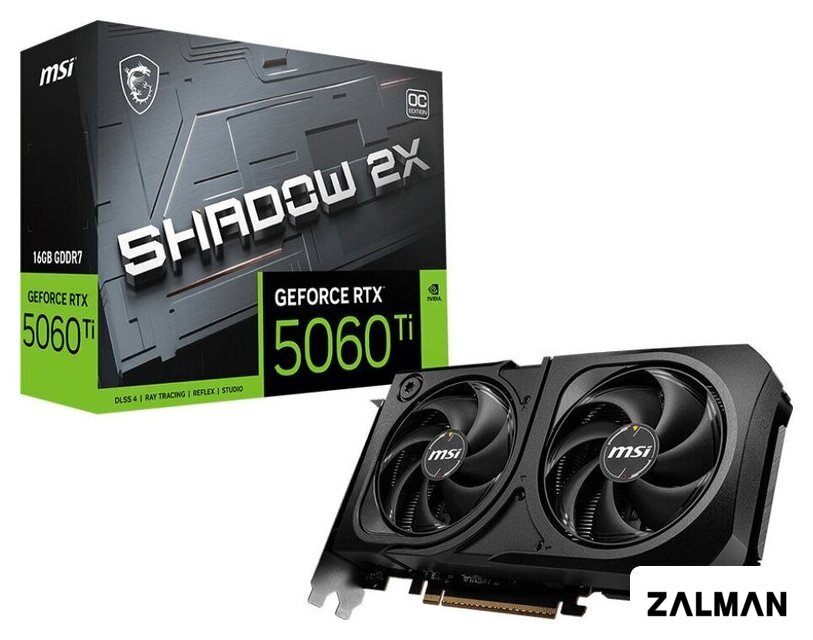 Видеокарта MSI GeForce RTX 5060 Ti 16G Shadow 2X OC Plus
