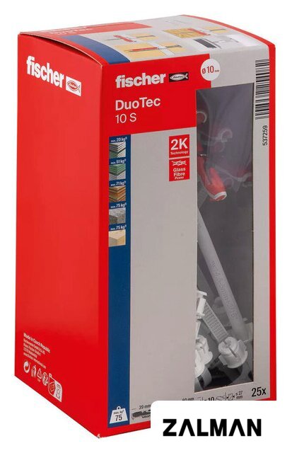 Дюбель универсальный Fischer DuoTec 10 S 537259 (25 шт)