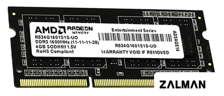 Оперативная память AMD Radeon Entertainment 4GB DDR3 SO-DIMM (R534G1601S1S-UO)
