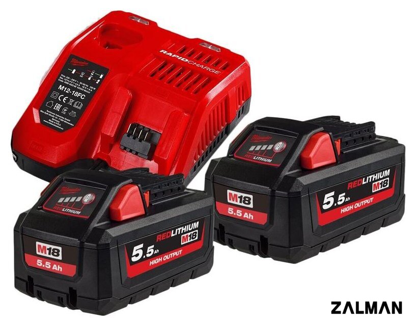 Аккумулятор с зарядным устройством Milwaukee M18 HNRG-552 (18В/5.5 Ah + 12-18В)