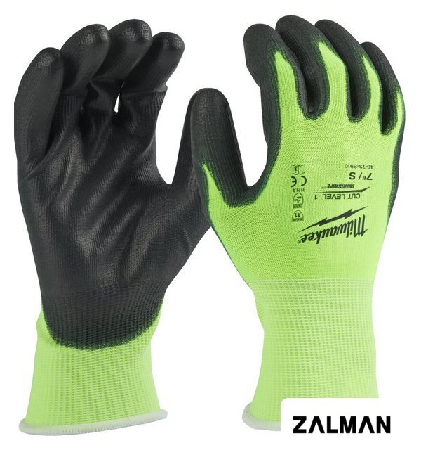 Перчатки хозяйственные Milwaukee Hi-Vis Cut level 1/A 11/XXL 4932492917 (12 пар)