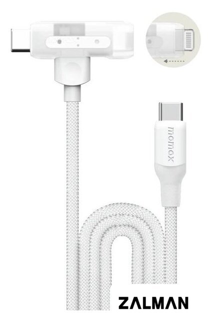 Кабель Momax DL56W 1-Link Flow Duo USB Type-C - Lightning/USB Type-C (1.5 м, белый)