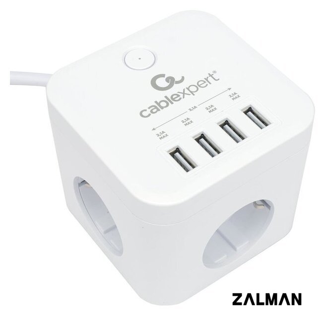 Сетевой фильтр Cablexpert CUBE-3-U4-W-1.5