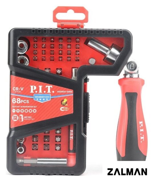 Набор отвертка с битами и головками P.I.T. Advance HSDR04-0068 (68 предметов)