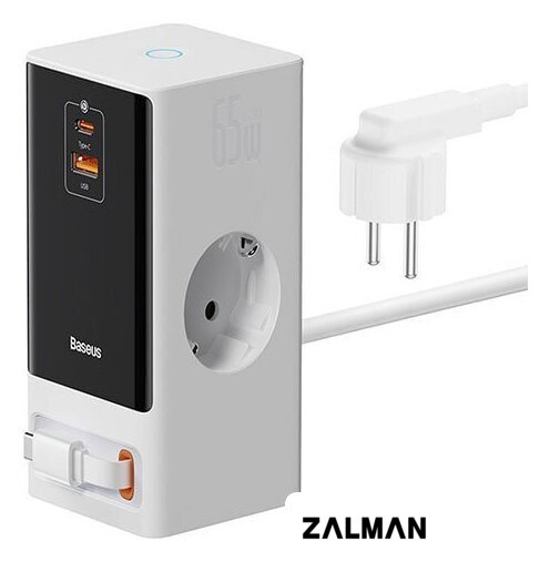 Сетевое зарядное Baseus PowerCombo Digital PowerStrip 2AC+1U+1C+Retractable-C 65W PSLR000602 (белый)