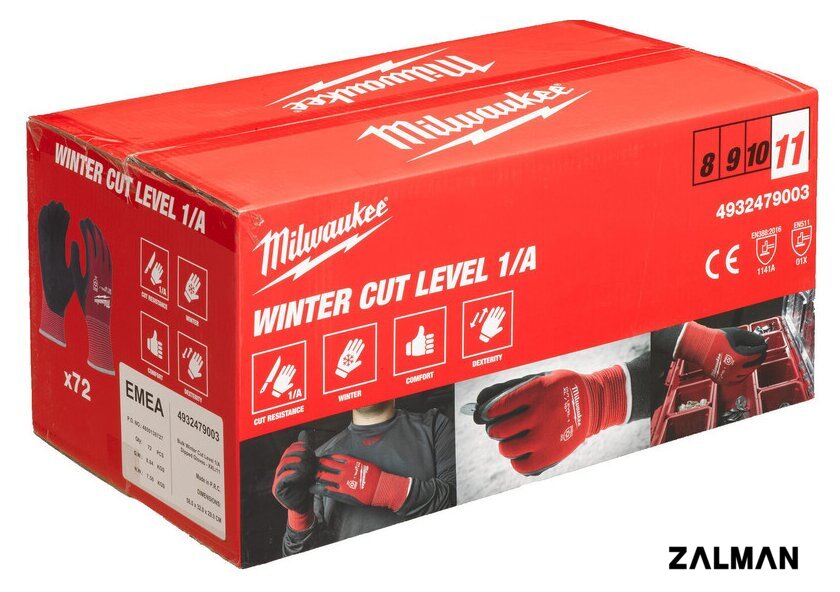 Латексные перчатки Milwaukee Winter Cut level 1/A 9/L 4932479001 (72 пары)