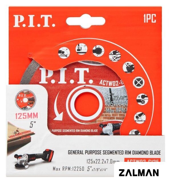 Отрезной диск алмазный  P.I.T. ACTW02-G125