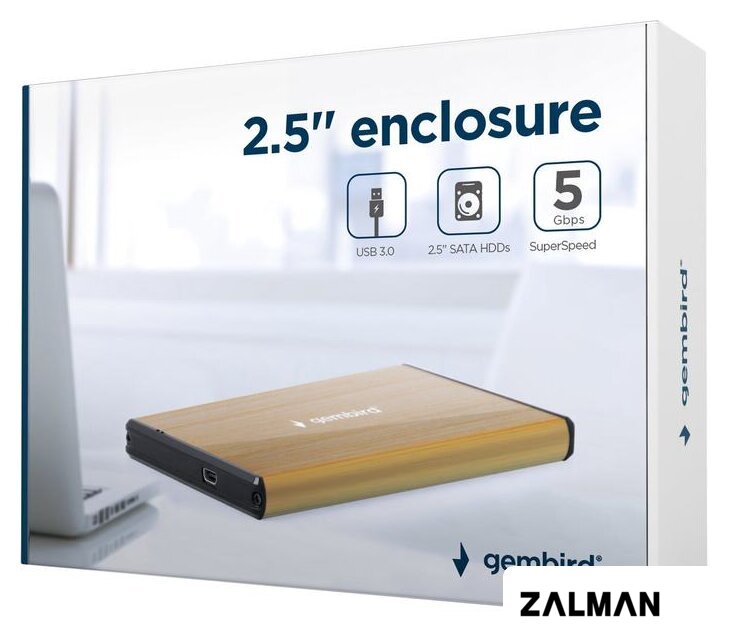 Бокс для накопителей 2.5" Gembird EE2-U3S-3-GL (золотистый)