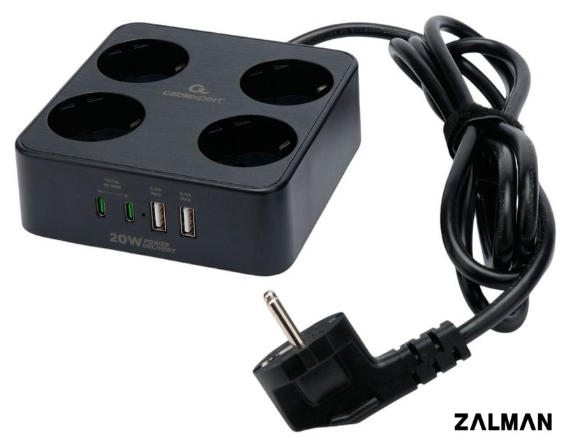 Сетевой фильтр Cablexpert PLT-4-C2U2-B-2