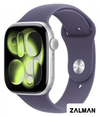 Умные часы Apple Watch Series 11 46 мм (алюминиевый корпус, серебристый/фиолетовый туман, спортивный силиконовый ремешок S/M)
