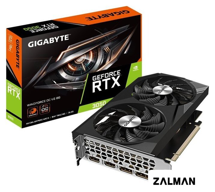 Видеокарта Gigabyte GeForce RTX 3050 Windforce OC V2 8G GV-N3050WF2OCV2-8GD