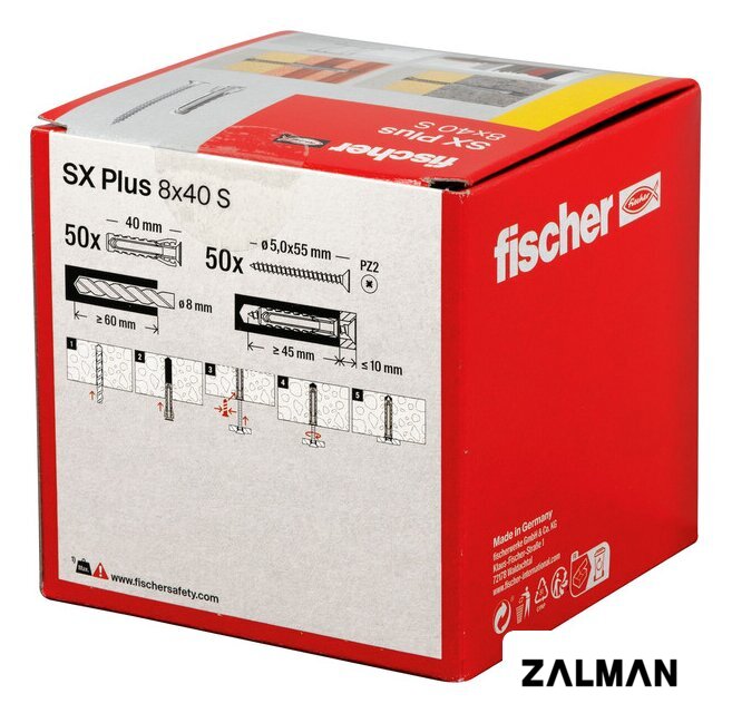 Дюбель универсальный Fischer SX Plus 8X40 S/Screw 568208 (50 шт)