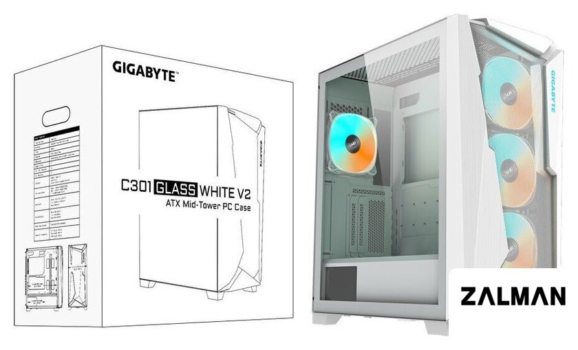 Корпус Gigabyte C301 Glass White V2