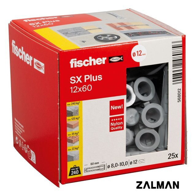 Дюбель универсальный Fischer SX Plus 12x60 568012 (25 шт)