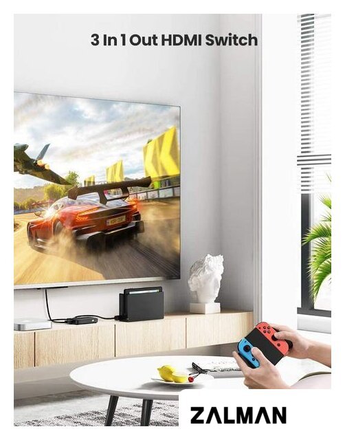 Переключатель Ugreen CM332 80125 4 x HDMI (с пультом ДУ, черный)