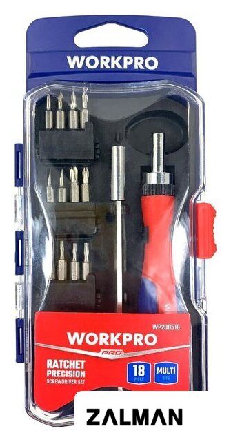 Набор отвертка с битами Workpro WP200516 (18 предметов)