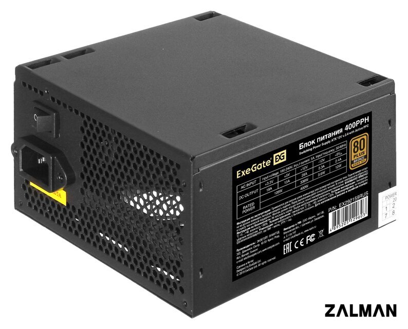 Блок питания ExeGate 400PPH-OEM-SC 80 Plus Bronze EX292159RUS-OEM-S