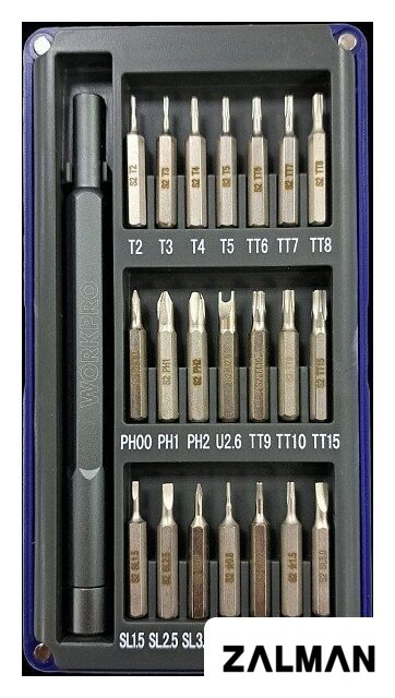 Набор отвертка с битами Workpro WP200511 (21пр)