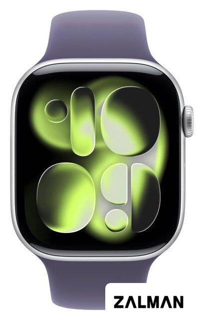 Умные часы Apple Watch Series 11 46 мм (алюминиевый корпус, серебристый/фиолетовый туман, спортивный силиконовый ремешок S/M)