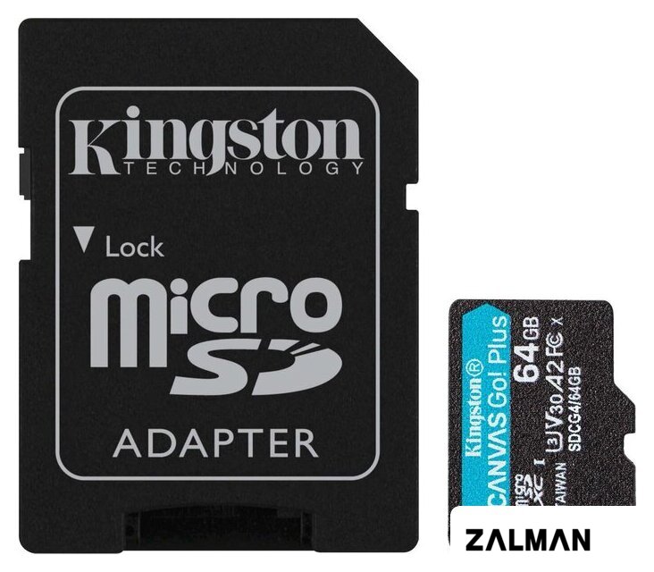 Карта памяти Kingston Canvas Go! microSDXC 64GB SDCG4/64GB (с адаптером)