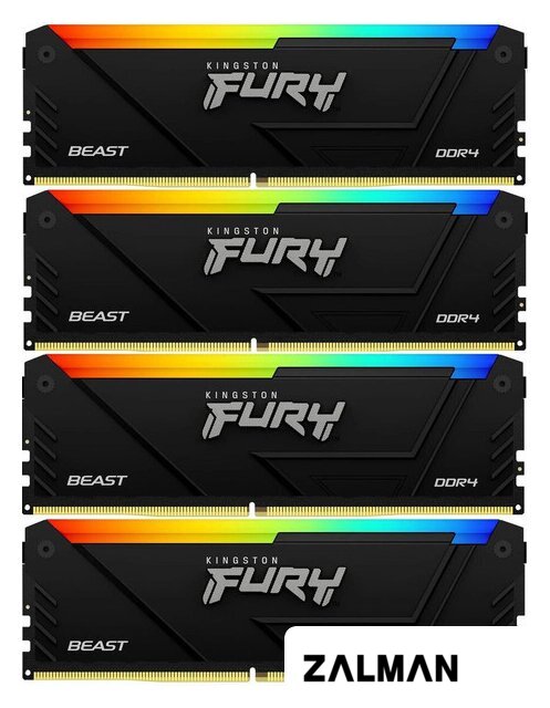 Оперативная память Kingston FURY Beast RGB 4x16ГБ DDR4 2666 МГц KF432C16BB2AK4/64