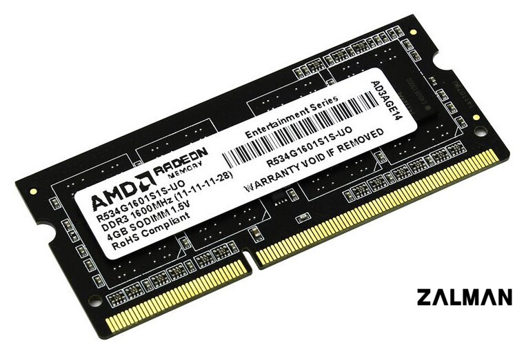 Оперативная память AMD Radeon Entertainment 4GB DDR3 SO-DIMM (R534G1601S1S-UO)