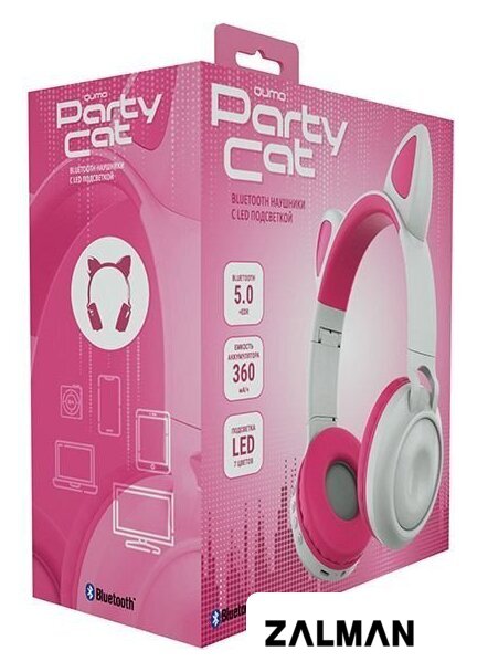 Наушники QUMO Party Cat (белый/розовый)
