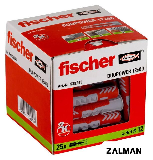 Дюбель универсальный Fischer DuoPower 12 x 60 538243 (25 шт)