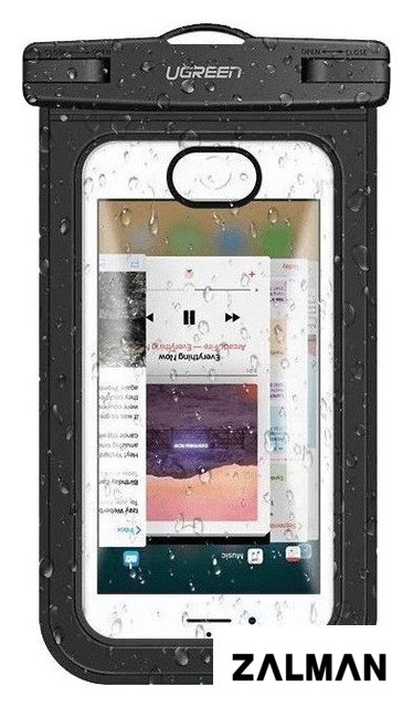 Чехол для телефона Ugreen LP186-50919 водонепроницаемый универсальный, до 6" (черный)