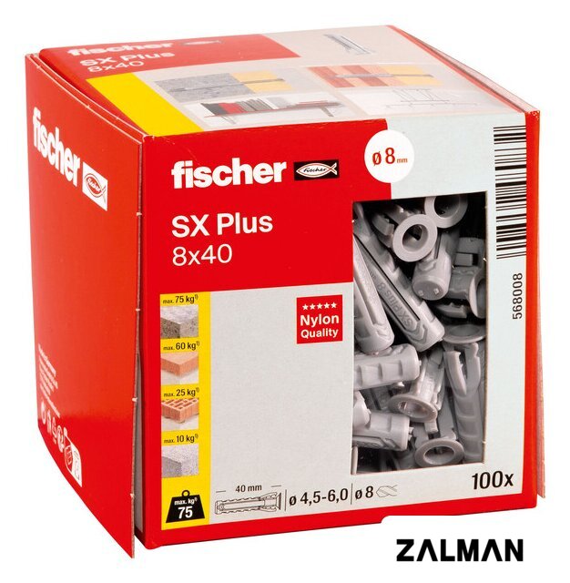 Дюбель универсальный Fischer SX Plus 8X40 568008 (100 шт)