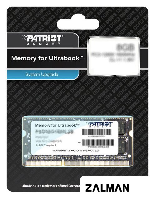 Оперативная память Patriot Memory for Ultrabook 4GB DDR3 SO-DIMM PC3-12800 (PSD34G1600L2S)