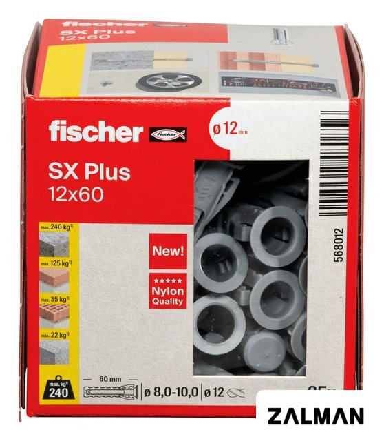 Дюбель универсальный Fischer SX Plus 12x60 568012 (25 шт)