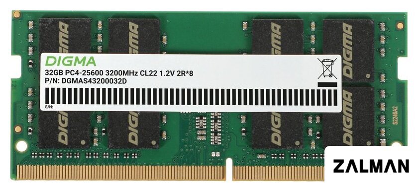 Оперативная память Digma 32ГБ DDR4 SODIMM 3200 МГц DGMAS43200032D