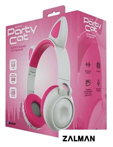Наушники QUMO Party Cat (белый/розовый)