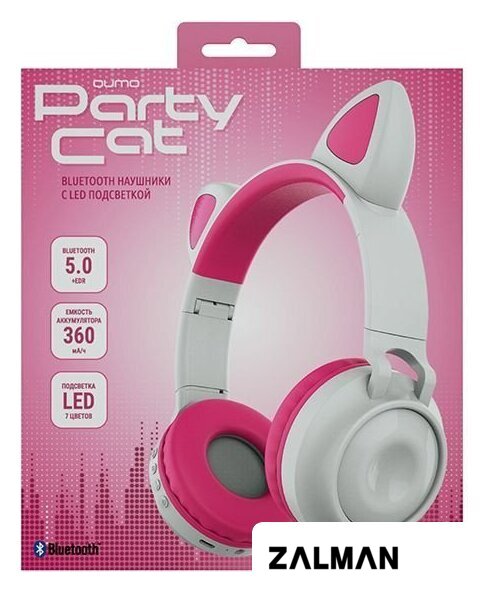 Наушники QUMO Party Cat (белый/розовый)